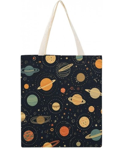 Tote Bag Solar System Pattern Makeup Bags System Universe Planet Tote Bag for Shopping Beach Totebag-1 $12.23 Totes