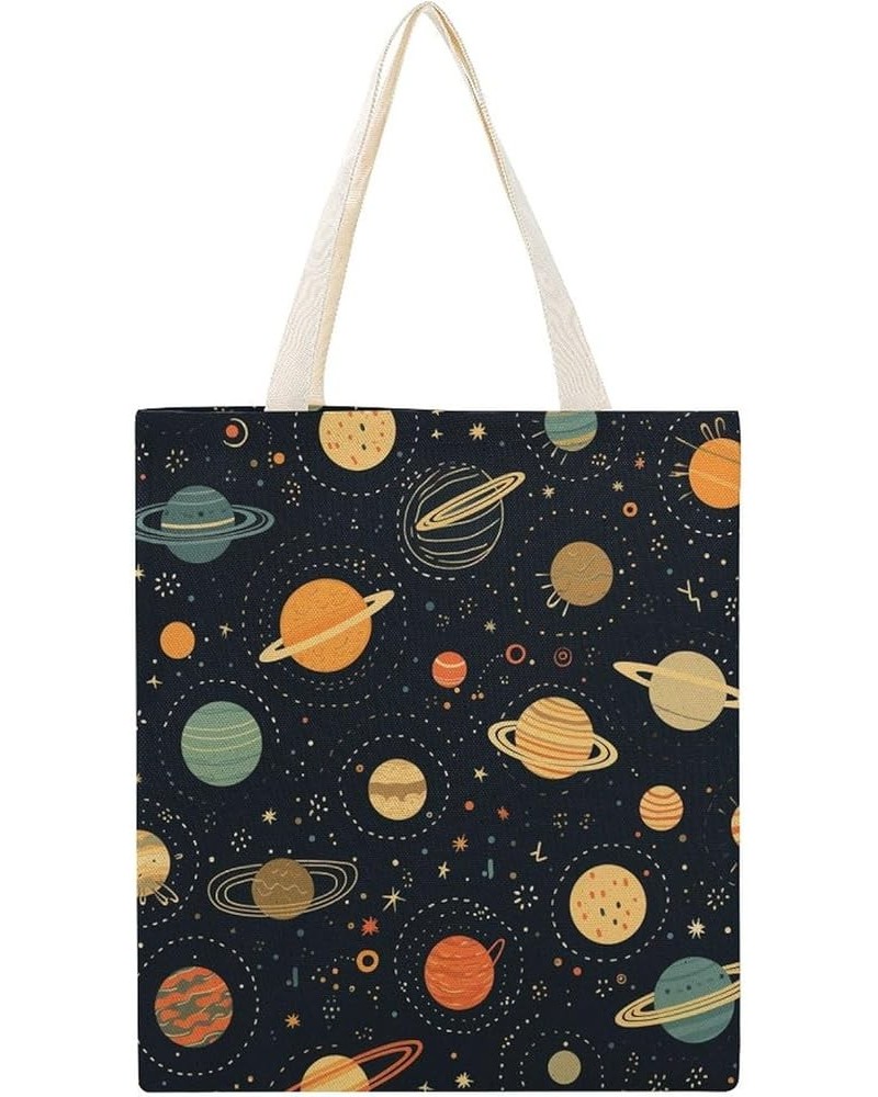 Tote Bag Solar System Pattern Makeup Bags System Universe Planet Tote Bag for Shopping Beach Totebag-1 $12.23 Totes