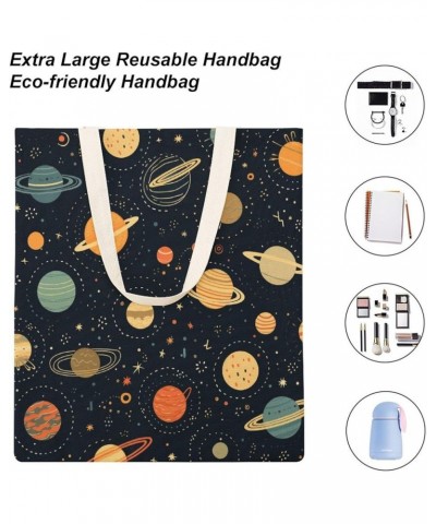 Tote Bag Solar System Pattern Makeup Bags System Universe Planet Tote Bag for Shopping Beach Totebag-1 $12.23 Totes