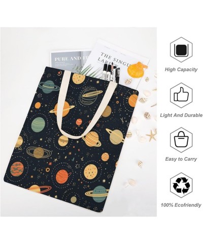 Tote Bag Solar System Pattern Makeup Bags System Universe Planet Tote Bag for Shopping Beach Totebag-1 $12.23 Totes