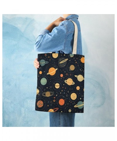 Tote Bag Solar System Pattern Makeup Bags System Universe Planet Tote Bag for Shopping Beach Totebag-1 $12.23 Totes