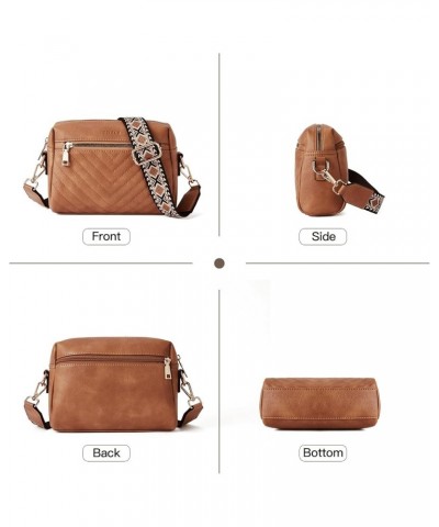 Crossbody bags for Women Trendy Quilted Crossbody Bag Leather Camera Bag Purse with Wide Shoulder Strap Z-brown $12.90 Crossb...