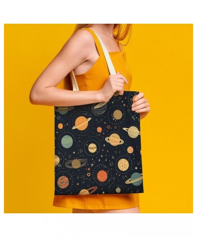 Tote Bag Solar System Pattern Makeup Bags System Universe Planet Tote Bag for Shopping Beach Totebag-1 $12.23 Totes