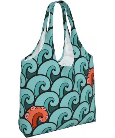 Octopuses Single Shoulder Commuter Canvas Tote Bags For Women And Men Octopuses 6 $9.67 Totes