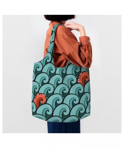 Octopuses Single Shoulder Commuter Canvas Tote Bags For Women And Men Octopuses 6 $9.67 Totes