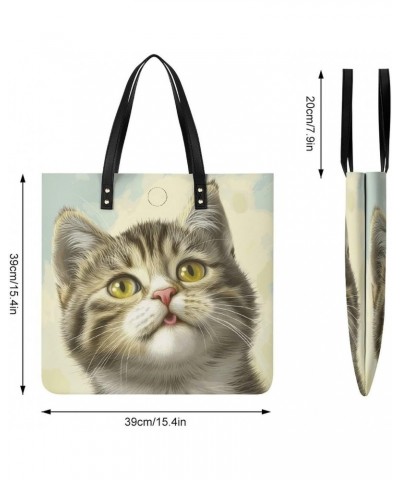 Cute Cat Handbag Large Capacity Top-Handle Bag Ladies Shoulder Totes $15.50 Totes