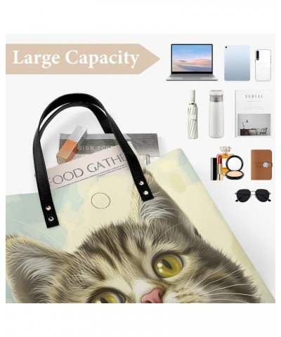 Cute Cat Handbag Large Capacity Top-Handle Bag Ladies Shoulder Totes $15.50 Totes