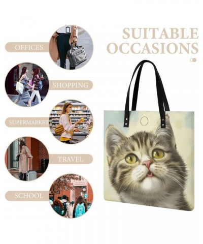 Cute Cat Handbag Large Capacity Top-Handle Bag Ladies Shoulder Totes $15.50 Totes