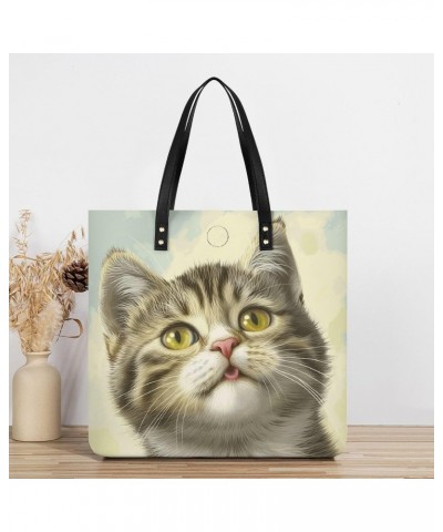 Cute Cat Handbag Large Capacity Top-Handle Bag Ladies Shoulder Totes $15.50 Totes