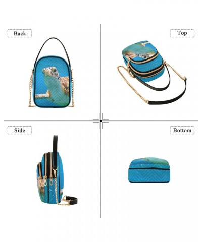 Sea Turtle Blue Ocean Quilted Crossbody Bag for Women, Small Cell Phone Bag Shoulder Handbags Purse with Leather Strap $12.48...