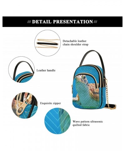 Sea Turtle Blue Ocean Quilted Crossbody Bag for Women, Small Cell Phone Bag Shoulder Handbags Purse with Leather Strap $12.48...