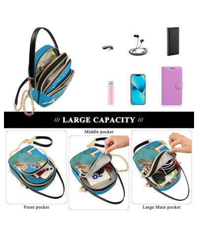 Sea Turtle Blue Ocean Quilted Crossbody Bag for Women, Small Cell Phone Bag Shoulder Handbags Purse with Leather Strap $12.48...