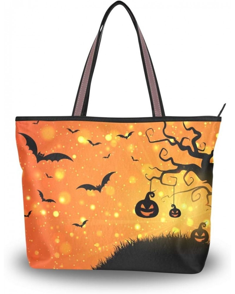 Tote Bag Halloween Bright Night Shoulder Bag Handbag for Women Girls $13.76 Shoulder Bags