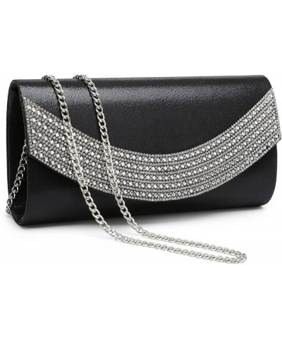 Womens Clutch Purses Rhinestone Evening Bags Formal Wedding Party Purse Prom Handbags 1-glitter Black $9.89 Evening Bags