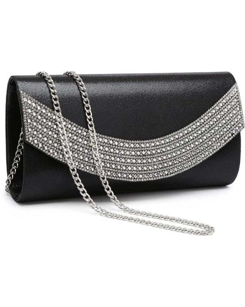 Womens Clutch Purses Rhinestone Evening Bags Formal Wedding Party Purse Prom Handbags 1-glitter Black $9.89 Evening Bags