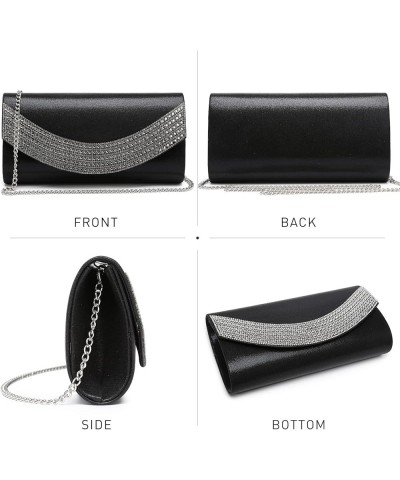 Womens Clutch Purses Rhinestone Evening Bags Formal Wedding Party Purse Prom Handbags 1-glitter Black $9.89 Evening Bags