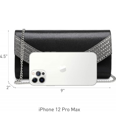 Womens Clutch Purses Rhinestone Evening Bags Formal Wedding Party Purse Prom Handbags 1-glitter Black $9.89 Evening Bags