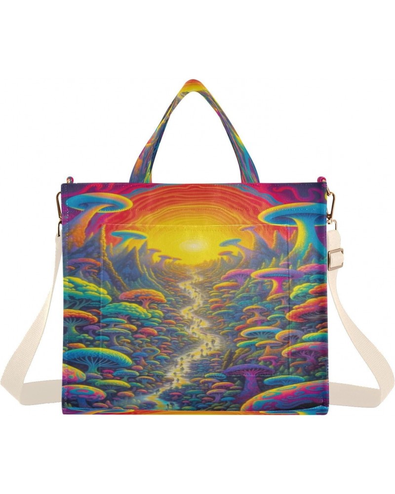 Women's Tote Handbags Tote Shoulder Bag Psychedelic Landscape Big Capacity Handbag for College Work Travel Business,S $16.51 ...