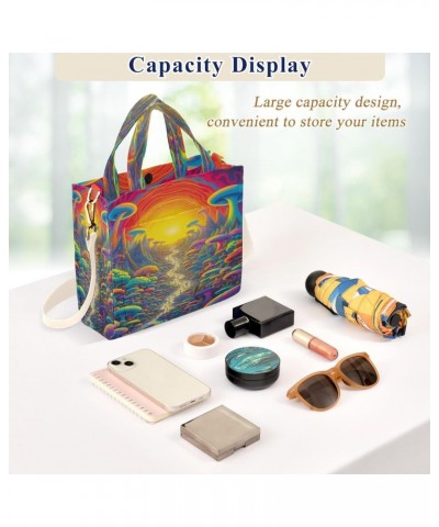 Women's Tote Handbags Tote Shoulder Bag Psychedelic Landscape Big Capacity Handbag for College Work Travel Business,S $16.51 ...