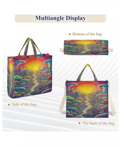 Women's Tote Handbags Tote Shoulder Bag Psychedelic Landscape Big Capacity Handbag for College Work Travel Business,S $16.51 ...