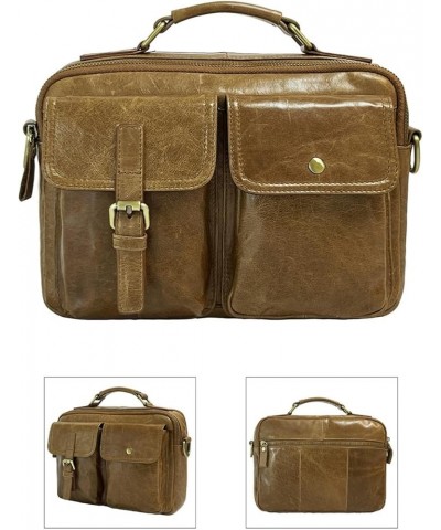 Genuine Leather Messenger Bag for Men Shoulder Bag Crossbody Purse for Work Business Sling Bag Lt Coffee $57.54 Totes