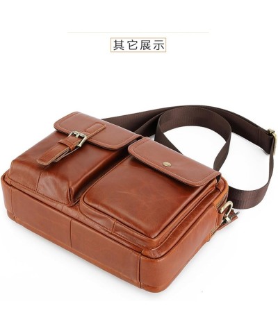 Genuine Leather Messenger Bag for Men Shoulder Bag Crossbody Purse for Work Business Sling Bag Lt Coffee $57.54 Totes