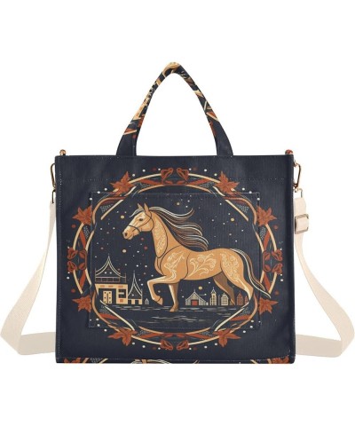 Horse Minimalist Illustrations Women's Tote Handbags Top Handle Satchel Shoulder Bag Crossbody Bag S $14.85 Totes