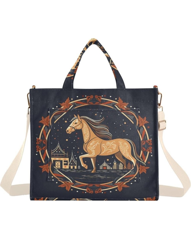 Horse Minimalist Illustrations Women's Tote Handbags Top Handle Satchel Shoulder Bag Crossbody Bag S $14.85 Totes