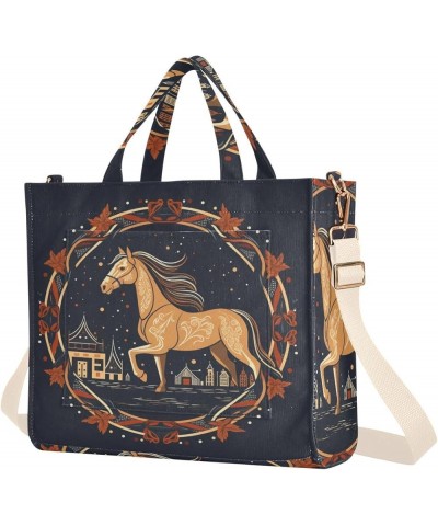 Horse Minimalist Illustrations Women's Tote Handbags Top Handle Satchel Shoulder Bag Crossbody Bag S $14.85 Totes