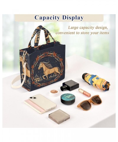 Horse Minimalist Illustrations Women's Tote Handbags Top Handle Satchel Shoulder Bag Crossbody Bag S $14.85 Totes