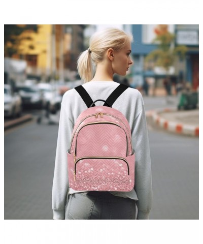 Backpack Purse for Women Pink Shiny Diamonds, Mini Fashion Backpack Bling Glitter Lightweight Casual Daypack Shoulder Bag Tra...