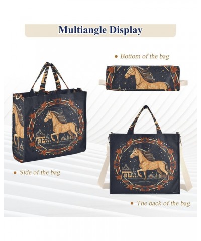 Horse Minimalist Illustrations Women's Tote Handbags Top Handle Satchel Shoulder Bag Crossbody Bag S $14.85 Totes