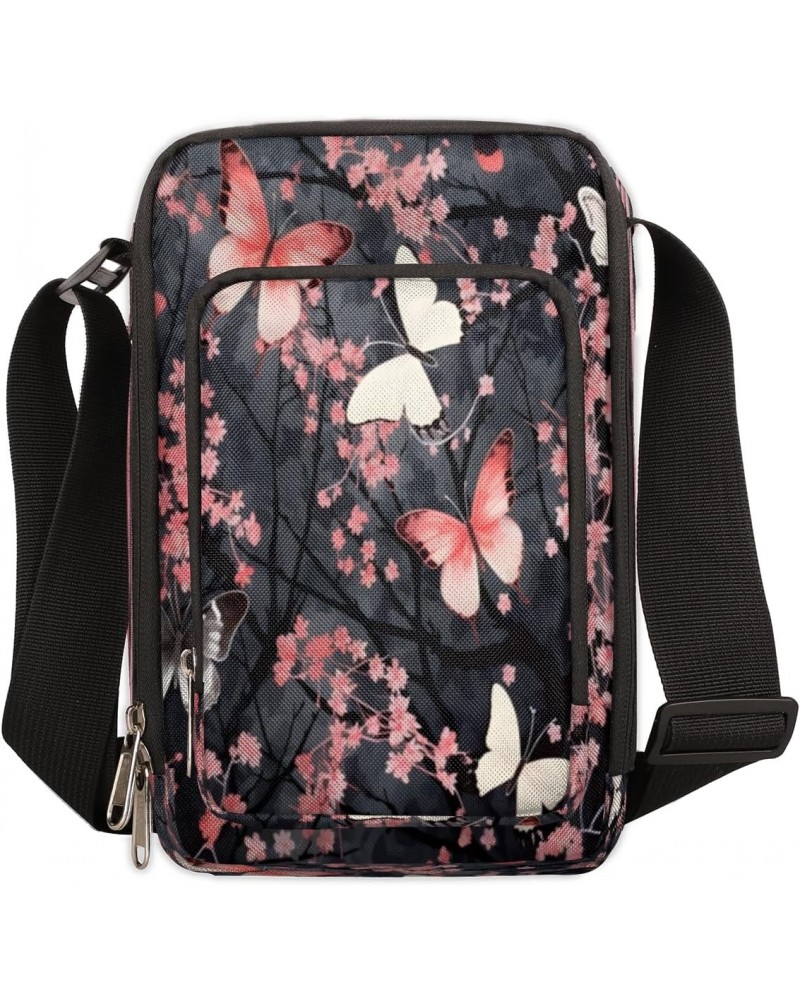 Butterflies Small Crossbody Bags for Women Trendy Cross Body Phone Purse Wallet Black Pink Butterfly Mens Travel Crossbody Ba...