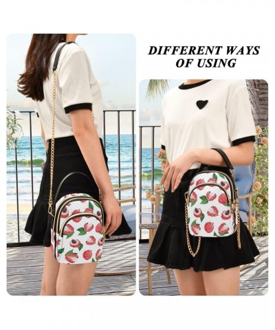 Lychee Pattern Crossbody Bags for Women Quilted Shoulder Bag Handbag with Chain Strap Fruit Trendy Cross Body Cell Phone Cros...