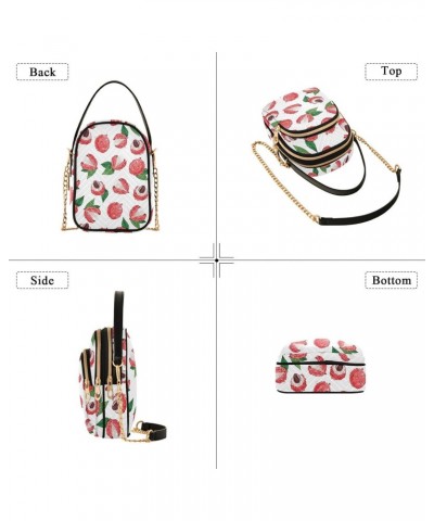 Lychee Pattern Crossbody Bags for Women Quilted Shoulder Bag Handbag with Chain Strap Fruit Trendy Cross Body Cell Phone Cros...