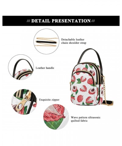 Lychee Pattern Crossbody Bags for Women Quilted Shoulder Bag Handbag with Chain Strap Fruit Trendy Cross Body Cell Phone Cros...