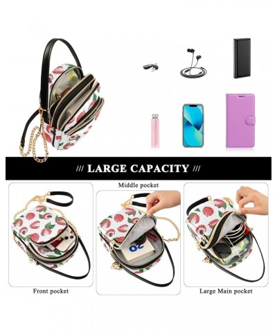 Lychee Pattern Crossbody Bags for Women Quilted Shoulder Bag Handbag with Chain Strap Fruit Trendy Cross Body Cell Phone Cros...