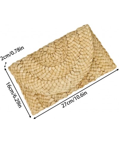 Women's Straw Clutch Summer Clutch Purses Beach Envelope Wallet Woven Handbags Black $10.61 Clutches