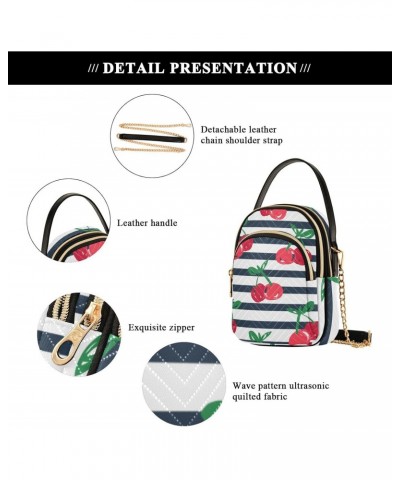 Cell Phone Purse Cherry Navy Stripes Crossbody Handbag Durable Shoulder Bag Sturdy Travel Pouch Compact Chic Bag for Women Da...