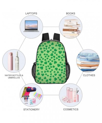 Clear Backpack Compatible with Green Shamrock Four Leaf Clover Grass White Heavy Duty Large Transparent Backpack Stadium Appr...