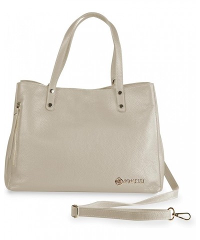 Large Leather Tote Bag Genuine Italian Pebbled Leather Designed and Made in Italy Beige $72.00 Totes