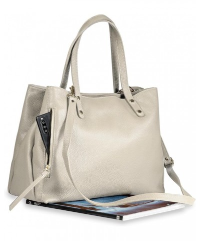 Large Leather Tote Bag Genuine Italian Pebbled Leather Designed and Made in Italy Beige $72.00 Totes