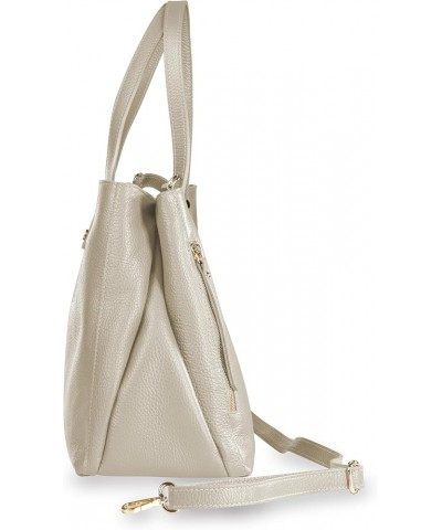 Large Leather Tote Bag Genuine Italian Pebbled Leather Designed and Made in Italy Beige $72.00 Totes