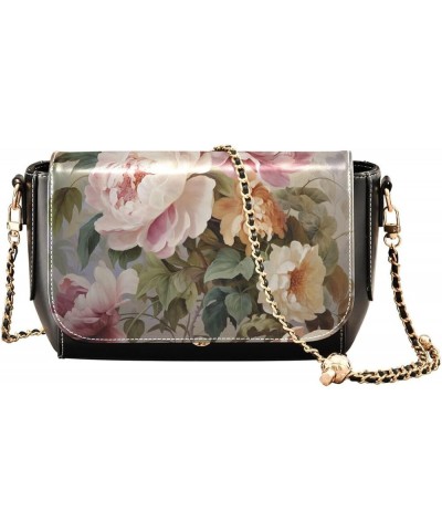 Leather Crossbody Bags, Luxuriously Flowers Crossbody Bag Black Wallet Phone Purses Chain Shoulder Bag Pattern 184 $18.80 Cro...