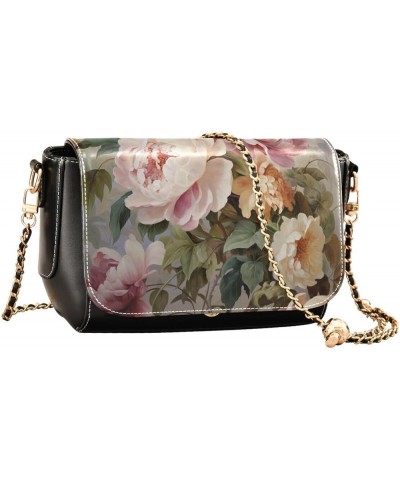 Leather Crossbody Bags, Luxuriously Flowers Crossbody Bag Black Wallet Phone Purses Chain Shoulder Bag Pattern 184 $18.80 Cro...