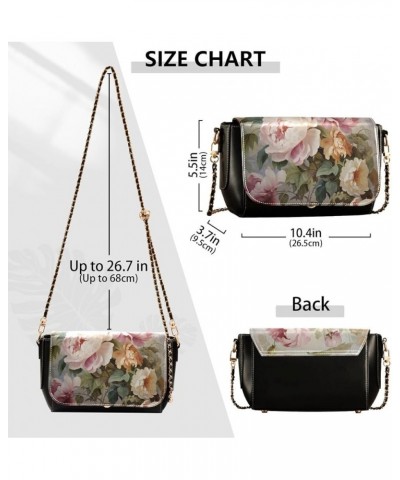 Leather Crossbody Bags, Luxuriously Flowers Crossbody Bag Black Wallet Phone Purses Chain Shoulder Bag Pattern 184 $18.80 Cro...