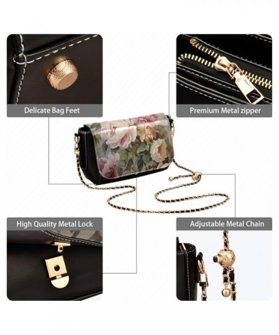 Leather Crossbody Bags, Luxuriously Flowers Crossbody Bag Black Wallet Phone Purses Chain Shoulder Bag Pattern 184 $18.80 Cro...