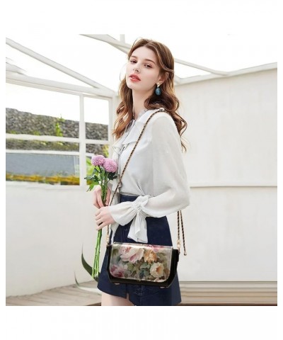 Leather Crossbody Bags, Luxuriously Flowers Crossbody Bag Black Wallet Phone Purses Chain Shoulder Bag Pattern 184 $18.80 Cro...