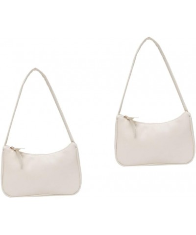 2 Pcs Simple Handbag White Classic Lady Bags Miss Pu Whitex2pcs $9.94 Shoulder Bags