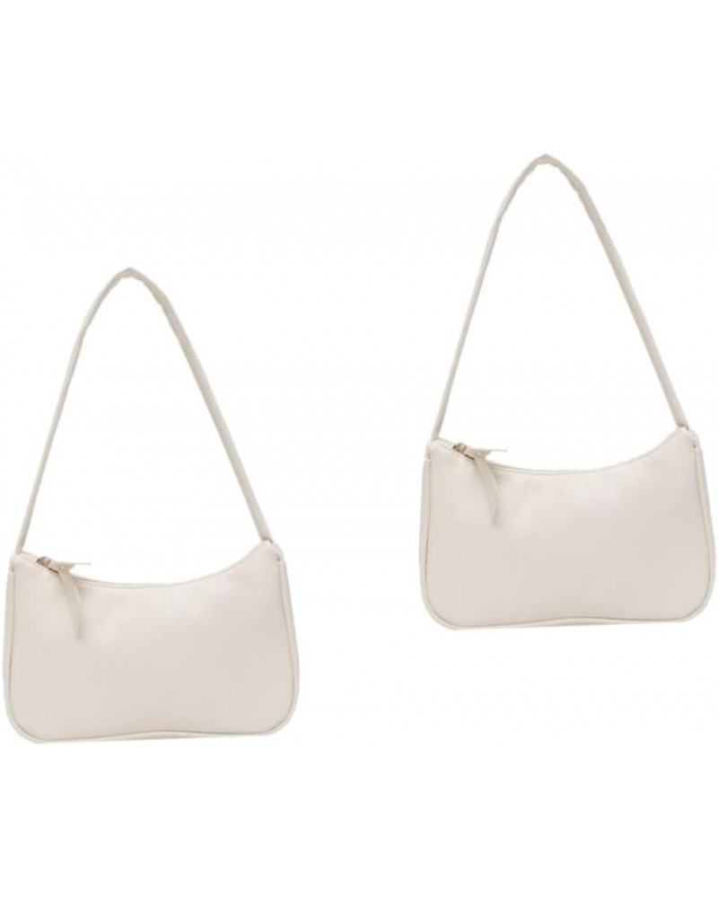 2 Pcs Simple Handbag White Classic Lady Bags Miss Pu Whitex2pcs $9.94 Shoulder Bags